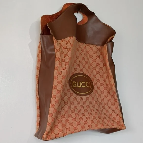 Vintage Gucci Orange and Brown Tote Dust Bag - Picture 3 of 11